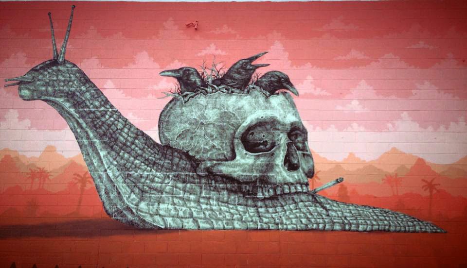 las vegas street art snail skull